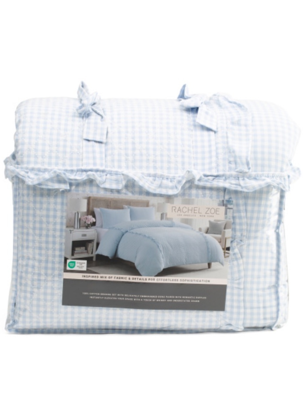 Rachel Zoe Light Blue Gingham Comforter Set